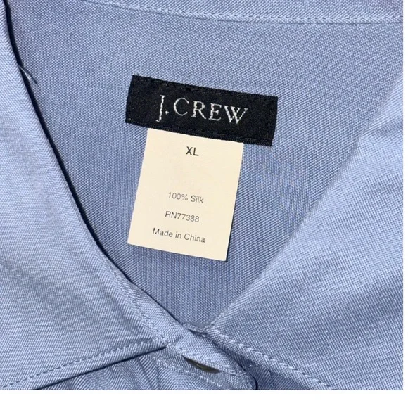 J. Crew Size XL Women’s Pure Silk Blue Blouse Shirt In Perfect Condition - Picture 3 of 4